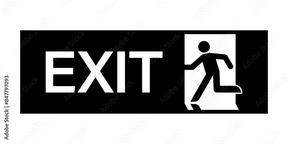 Exit Sign. Fire Exit Sign. Emergency Fire Exit Sign. Vector Illustration Isolated on White Background. Exit Sign. Fire Exit Sign. Emergency Fire Exit Sign. Vector Illustration Isolated on White Background.