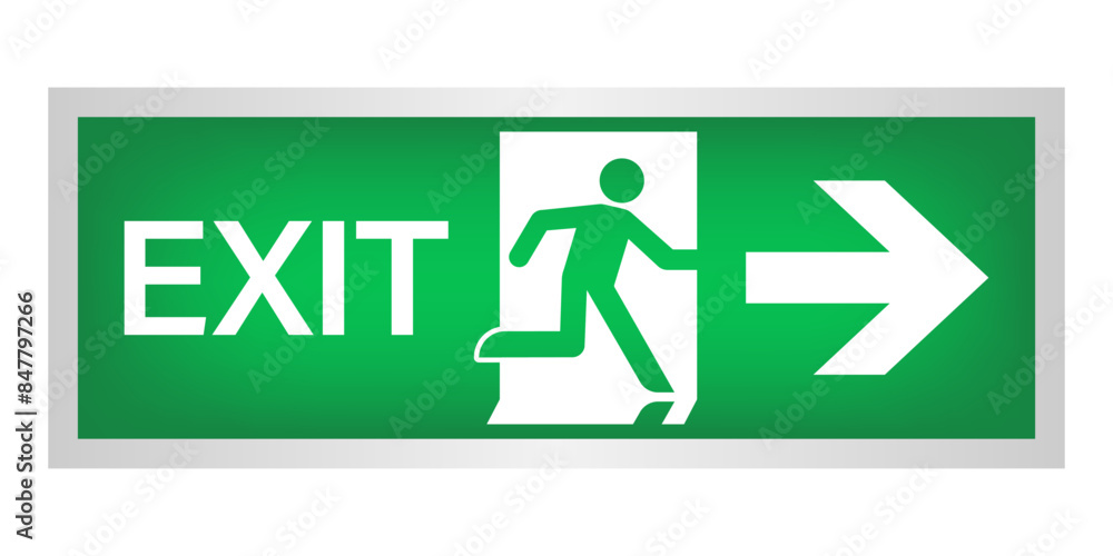 Exit Sign. Fire Exit Sign. Emergency Fire Exit Sign. Vector Illustration Isolated on White Background. Exit Sign. Fire Exit Sign. Emergency Fire Exit Sign. Vector Illustration Isolated on White Background.