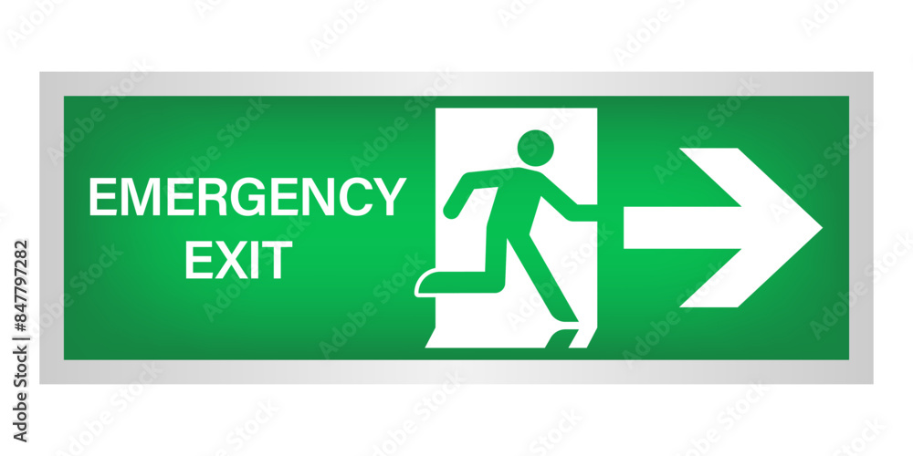 Exit Sign. Fire Exit Sign. Emergency Fire Exit Sign. Vector Illustration Isolated on White Background. Exit Sign. Fire Exit Sign. Emergency Fire Exit Sign. Vector Illustration Isolated on White Background.