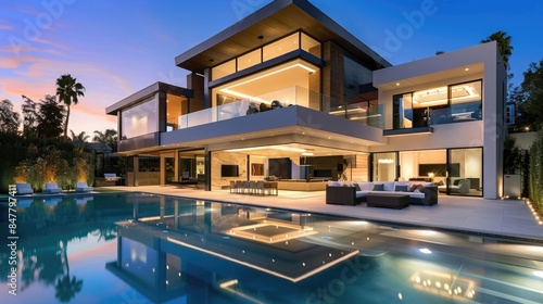 Upscale modern mansion with pool