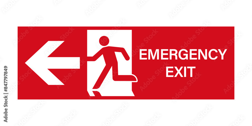 Exit Sign. Fire Exit Sign. Emergency Fire Exit Sign. Vector Illustration Isolated on White Background. Exit Sign. Fire Exit Sign. Emergency Fire Exit Sign. Vector Illustration Isolated on White Background.
