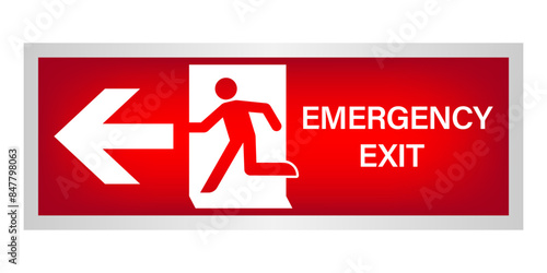 Exit Sign. Fire Exit Sign. Emergency Fire Exit Sign. Vector Illustration Isolated on White Background.