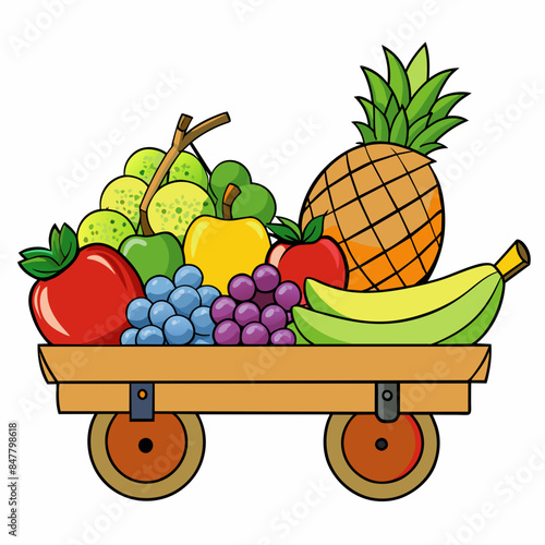fruits loaded on trolly  vector artwork svg