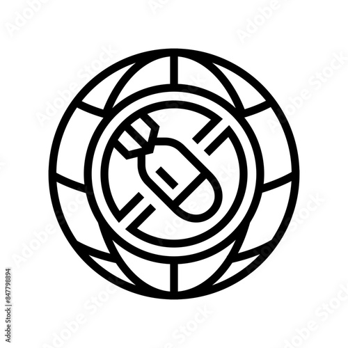 preventing exploitation environment in war line icon vector. preventing exploitation environment in war sign. isolated contour symbol black illustration