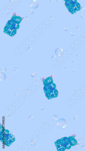 cute wallpaper of gummy bear, delicious jelly bears, jelly bears pattern on pink background