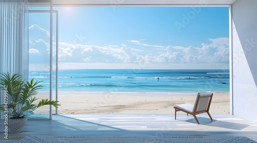 View on the beach with white sand Generative Ai