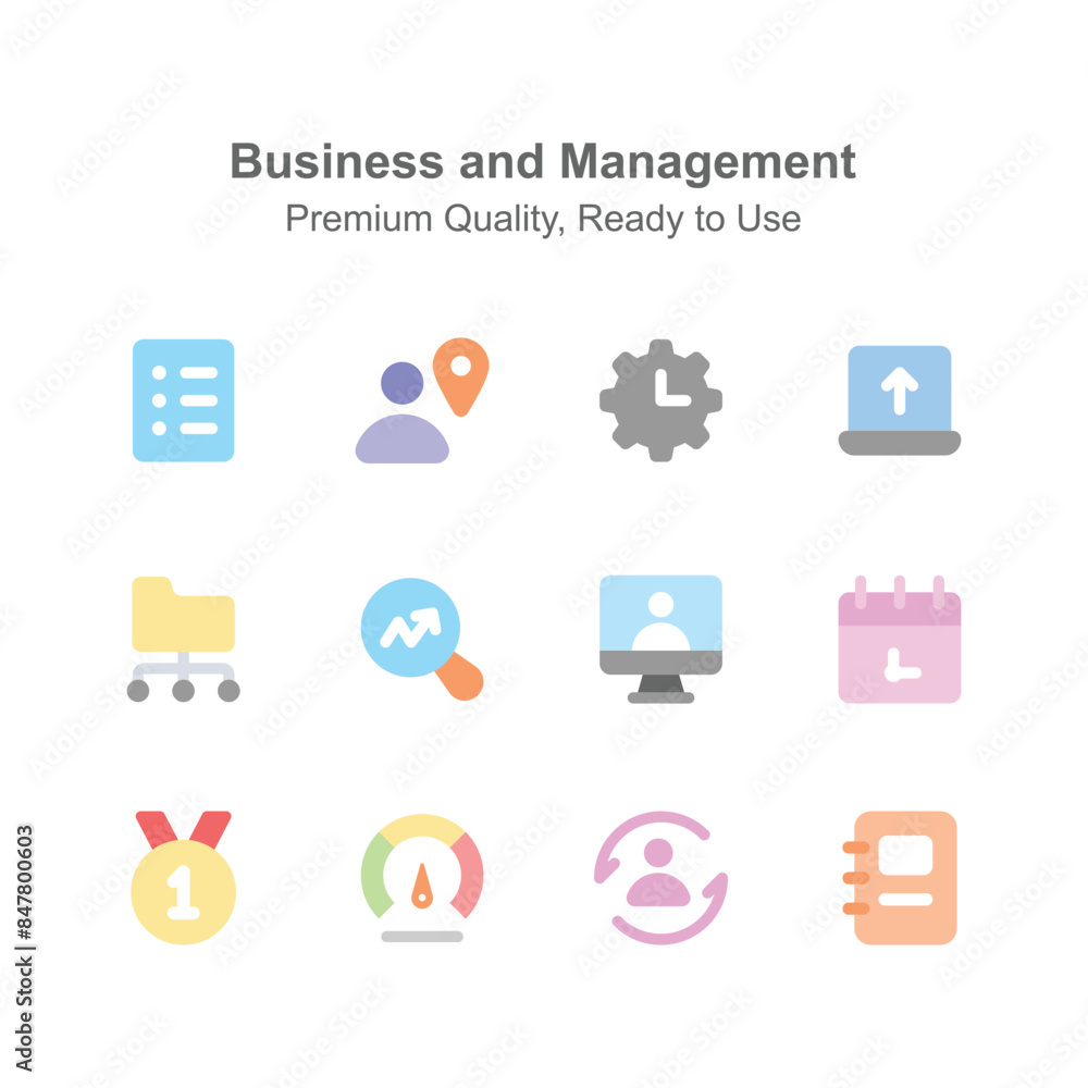 Have a look at creative business and management icons set, easy to use and download Have a look at creative business and management icons set, easy to use and download