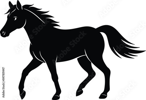 A Silhouette Of A Running Horse Vector