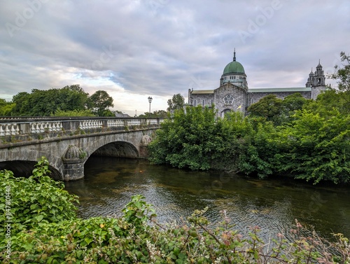 Obraz na płótnie Galway cathedral b y the Corrib river in Galway city, Ireland, Irish landmark, buildings and architecture w salonie