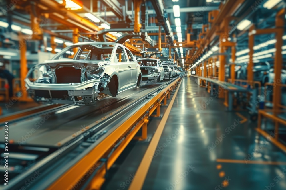 Car assembly system in the factory. Automation concept Car assembly system in the factory. Automation concept