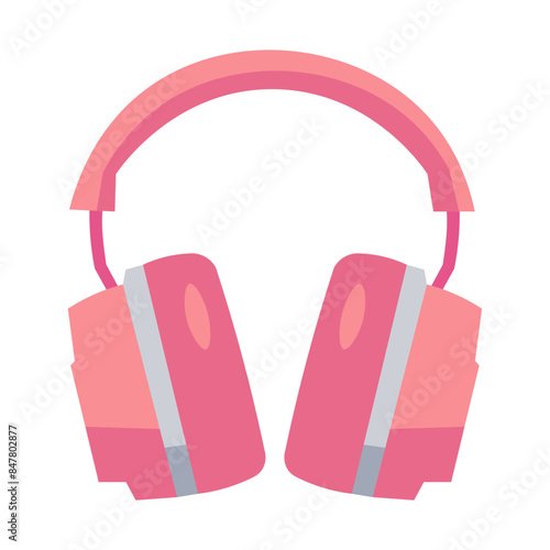 Pink headphones vector illustration, pink earmuff image clip art, cute wireless headphone icon isolated on white background