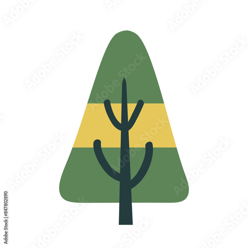 Cute cartoon tree vector illustration, flat forest or park tree plant image, nature landscape design template elements
