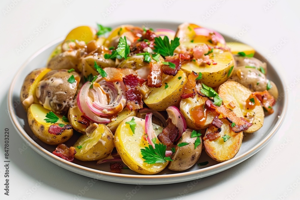 Golden-Brown Potato Slices in Creamy BBQ Potato Salad Golden-Brown Potato Slices in Creamy BBQ Potato Salad