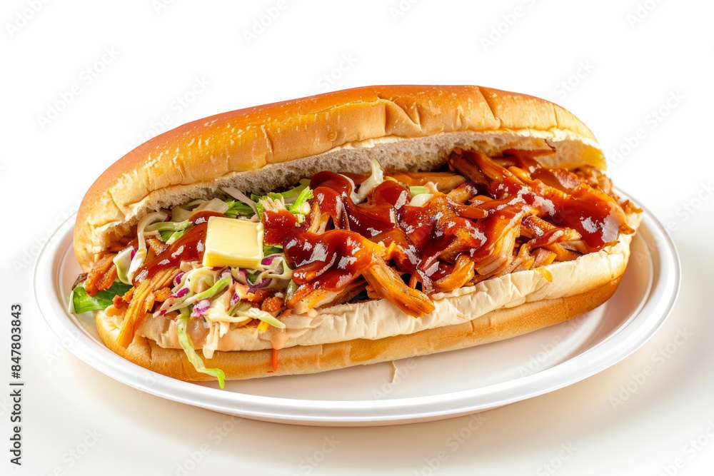 Flavorful BBQ Pork Chislic Sandwich with Homemade Coleslaw and Fried Onions Flavorful BBQ Pork Chislic Sandwich with Homemade Coleslaw and Fried Onions