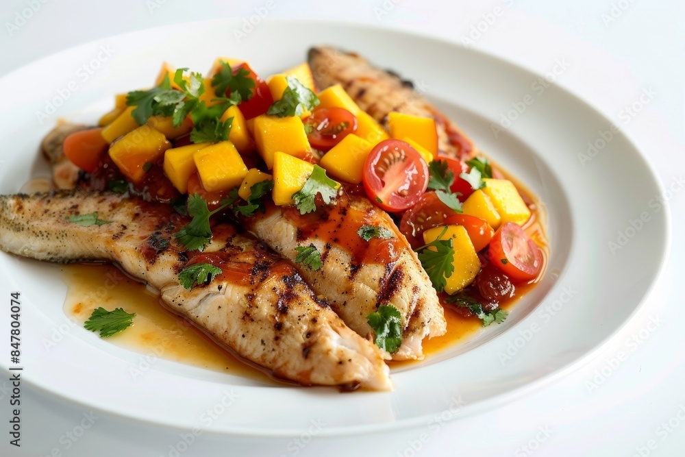 BBQ Mango Tilapia with Succulent Mango and Tomato Salsa BBQ Mango Tilapia with Succulent Mango and Tomato Salsa