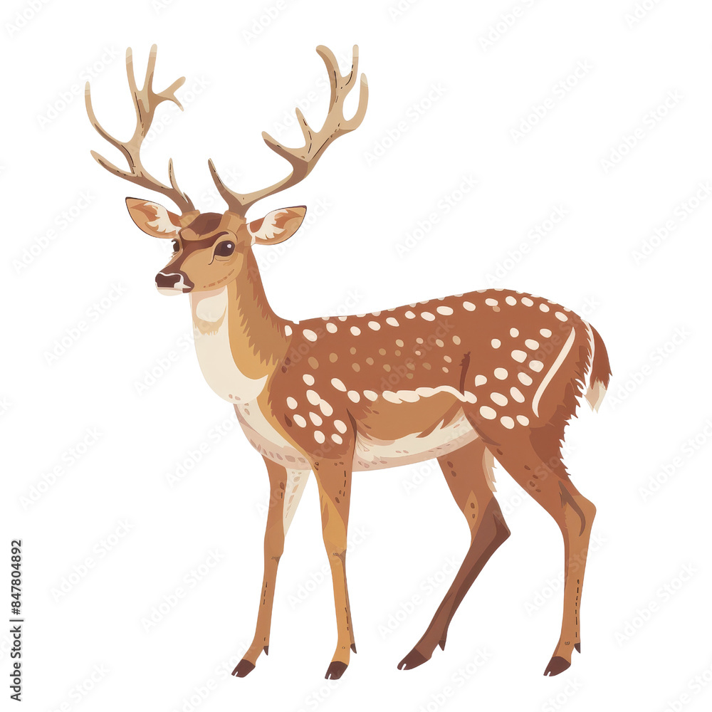 Detailed illustration of a majestic deer with antlers standing. Ideal for wildlife art, nature themes, and educational resources. Detailed illustration of a majestic deer with antlers standing. Ideal for wildlife art, nature themes, and educational resources.