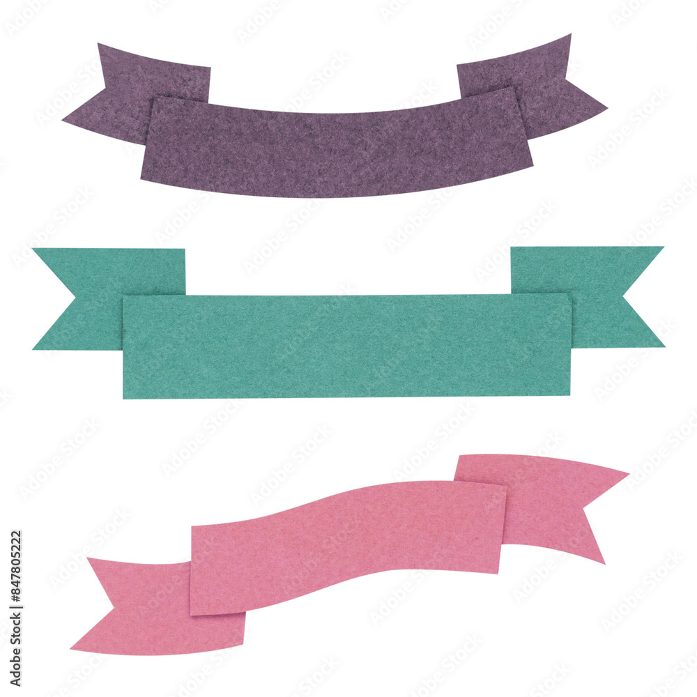 Colorful ribbon banner paper craft set design element Colorful ribbon banner paper craft set design element