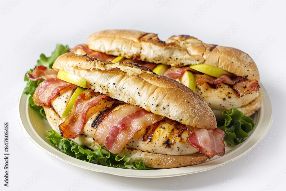 Exquisite Bacon-Wrapped Chicken Sandwich with Golden Brown Grilled Chicken Exquisite Bacon-Wrapped Chicken Sandwich with Golden Brown Grilled Chicken