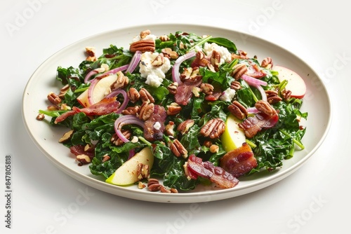 Nutty Pecan-Crusted Goat Cheese with Bacon-Wilted Greens