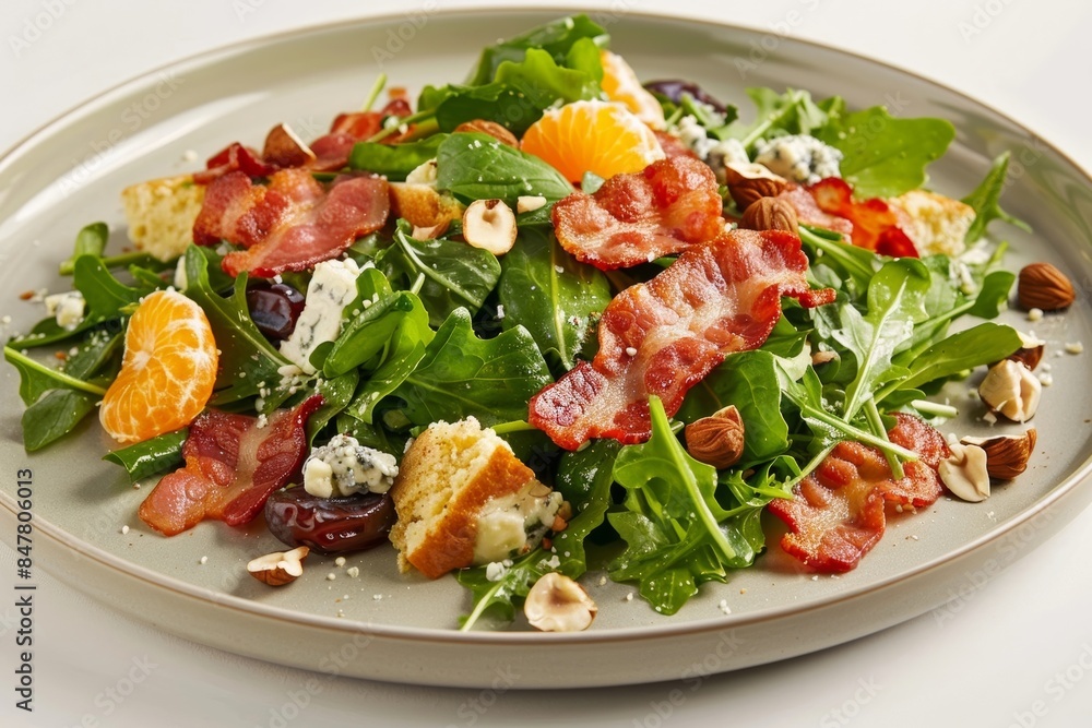 Bacon-Watercress Salad with Tangy Dressing and Blue Cheese Bacon-Watercress Salad with Tangy Dressing and Blue Cheese