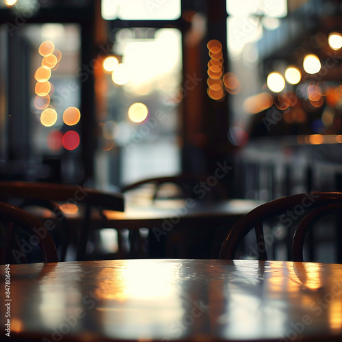 Wallpaper Mural table top. Center of frame and foreground focus on the empty space. Without any objects, for commercial photography use. The scene should be calming and soothing, bokeh, sharp focus Torontodigital.ca