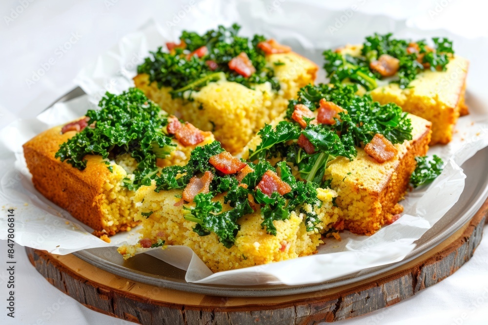 Bacon-Kale Cornbread with Sautéed Greens Bacon-Kale Cornbread with Sautéed Greens