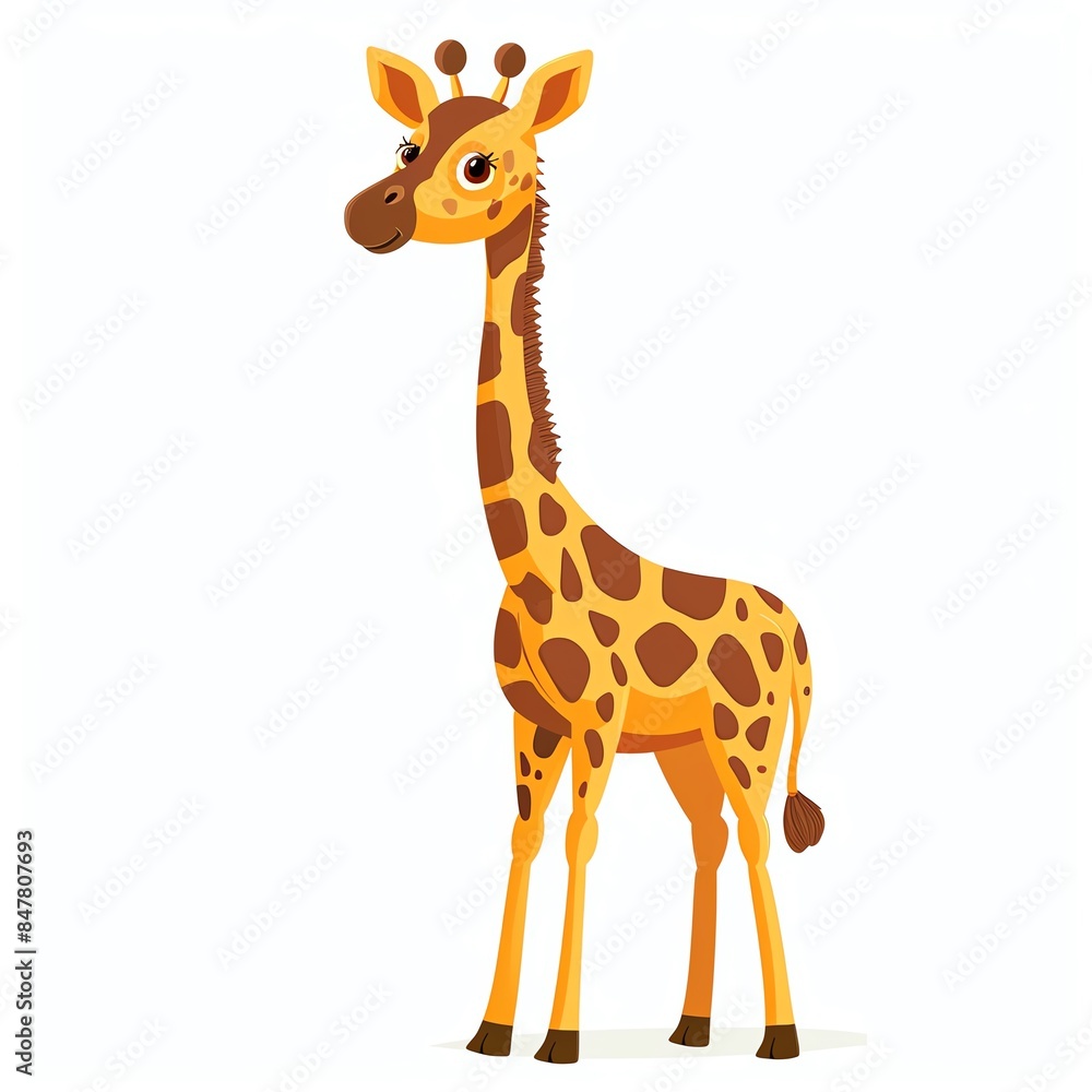 A giraffe clipart, animal element, yellow and brown, isolated on white background A giraffe clipart, animal element, yellow and brown, isolated on white background
