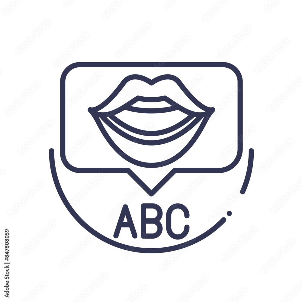 Icon of lips and ABC text, representing text-to-speech software. Icon of lips and ABC text, representing text-to-speech software.