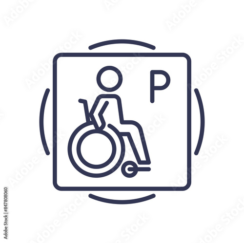 Icon of accessible parking with a wheelchair symbol.