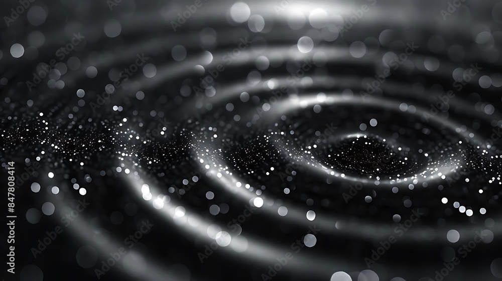 bright white particles forming concentric circles on a black background