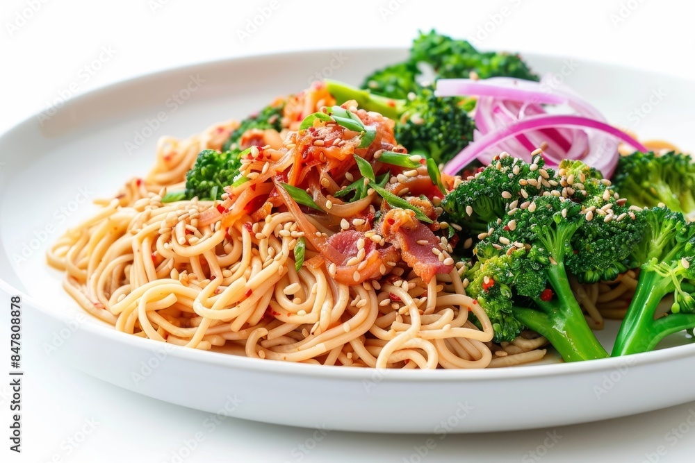 Mouthwatering Bacon and Kimchi Noodle Stir-Fry Bowl Mouthwatering Bacon and Kimchi Noodle Stir-Fry Bowl