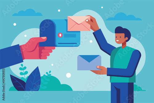 the letter carrier delivered a letter to the residents of the house.  All of this gives a peaceful and idyllic impression, implying a quiet suburban life