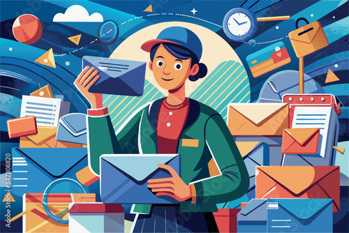 the letter carrier delivered a letter to the residents of the house.  All of this gives a peaceful and idyllic impression, implying a quiet suburban life