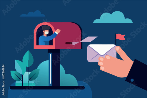 the letter carrier delivered a letter to the residents of the house.  All of this gives a peaceful and idyllic impression, implying a quiet suburban life