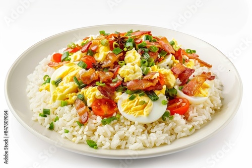 Bacon and Egg Stir-Fry with Fluffy Eggs and Fresh Scallions