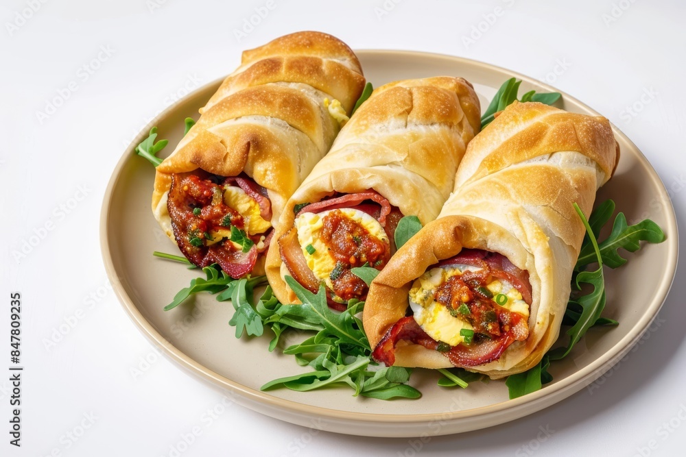 Yummy Bacon and Egg Rolls with Spicy Tomato Relish Yummy Bacon and Egg Rolls with Spicy Tomato Relish