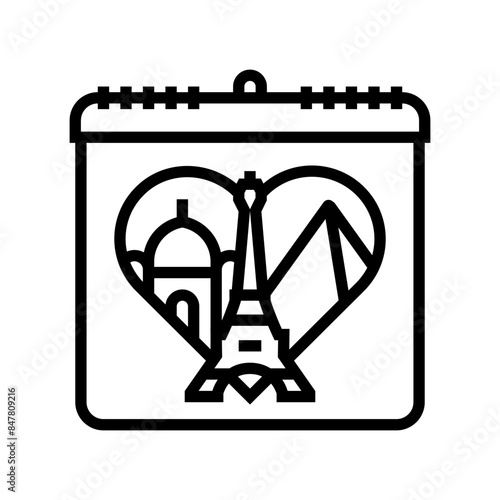 monuments sites international day line icon vector. monuments sites international day sign. isolated contour symbol black illustration