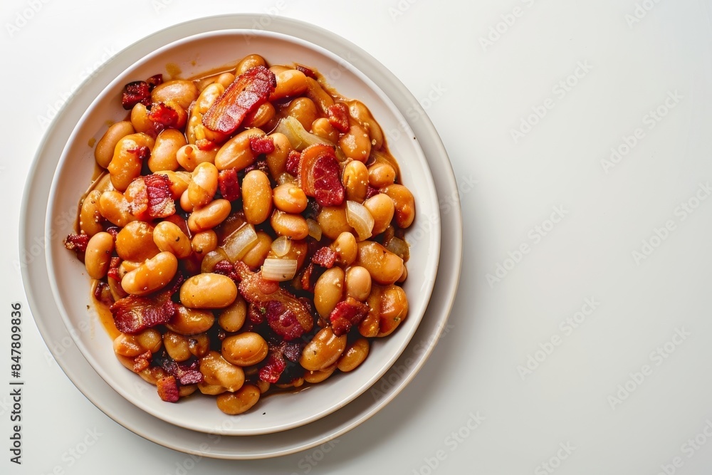 Comforting Baked Beans and Bacon in a Cast Iron Skillet Comforting Baked Beans and Bacon in a Cast Iron Skillet