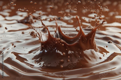 Splashes of chocolate. Chocolate bar is poured into melted chocolate pile