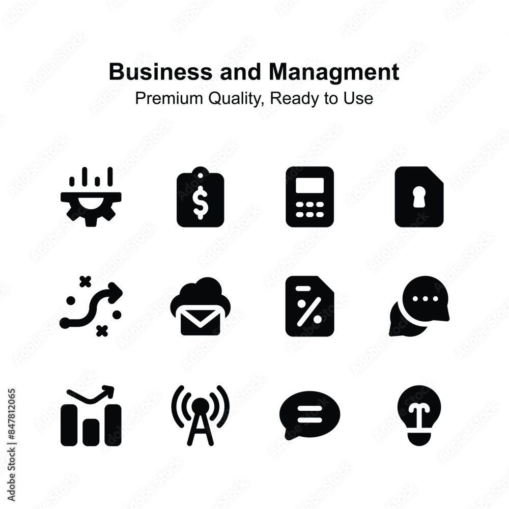 Business and management icons set up for premium use Business and management icons set up for premium use