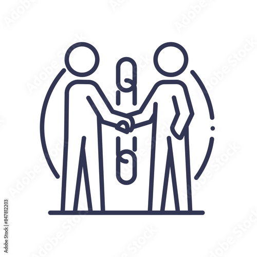 Two figures shaking hands, symbolizing connection and collaboration.