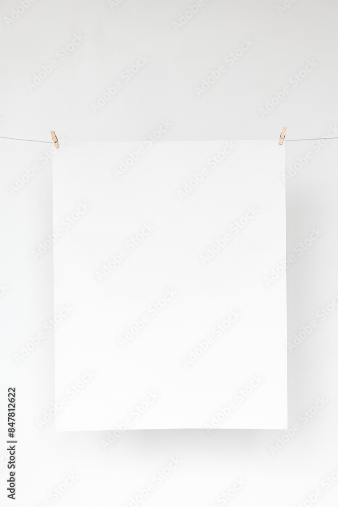 Papers mockup png hanging from a rope with paper clips Papers mockup png hanging from a rope with paper clips