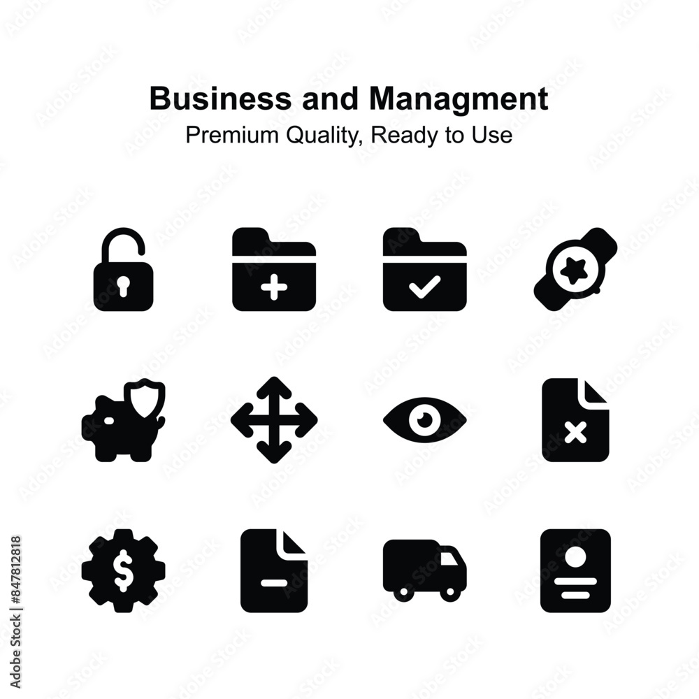 Pixel perfect business and management icons in trendy design style Pixel perfect business and management icons in trendy design style