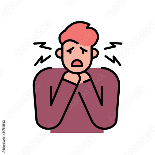 Choking line color icon. Household injuries sign for web page