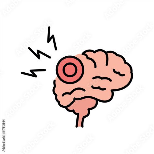 Concussions line color icon. Household injuries sign for web page