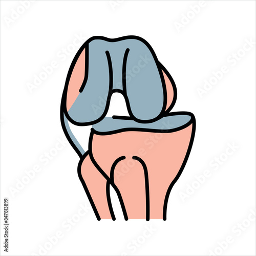 Dislocated knee line color icon. Household injuries sign for web page