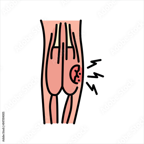 Strains line color icon. Household injuries sign for web page