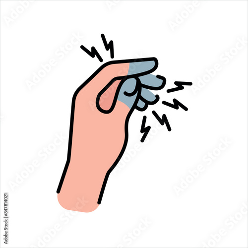 Pinches fingers injury line color icon. Household injuries sign for web page