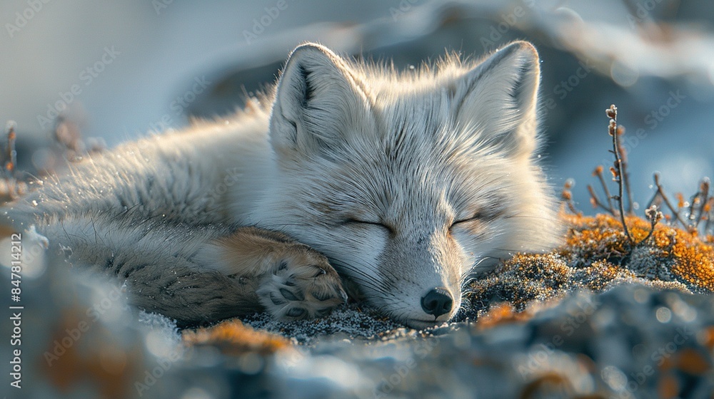 A fox is sleeping on the ground A fox is sleeping on the ground