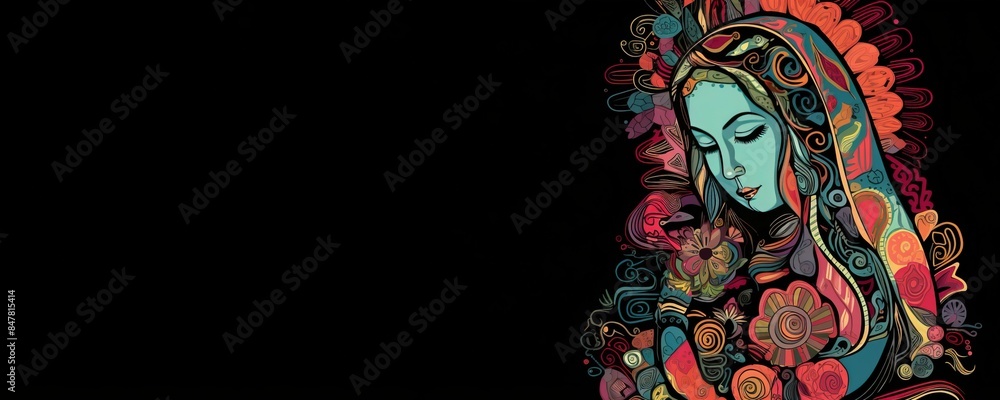 Virgen del carmen catholic religious holiday, event. Graphic women. AI generated. Virgen del carmen catholic religious holiday, event. Graphic women. AI generated.